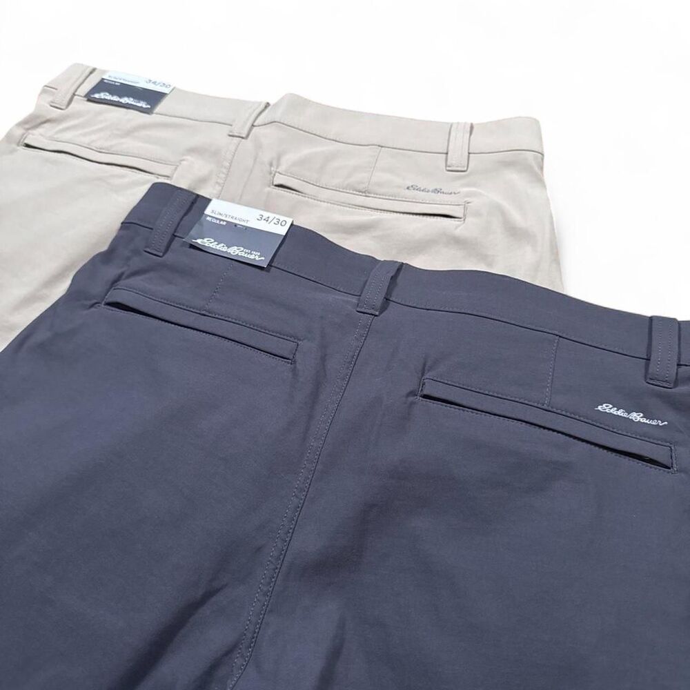 Eddie Bauer Two Pairs Travex Performance Pants Gray Cream Men's 34 X 30 NEW NWT